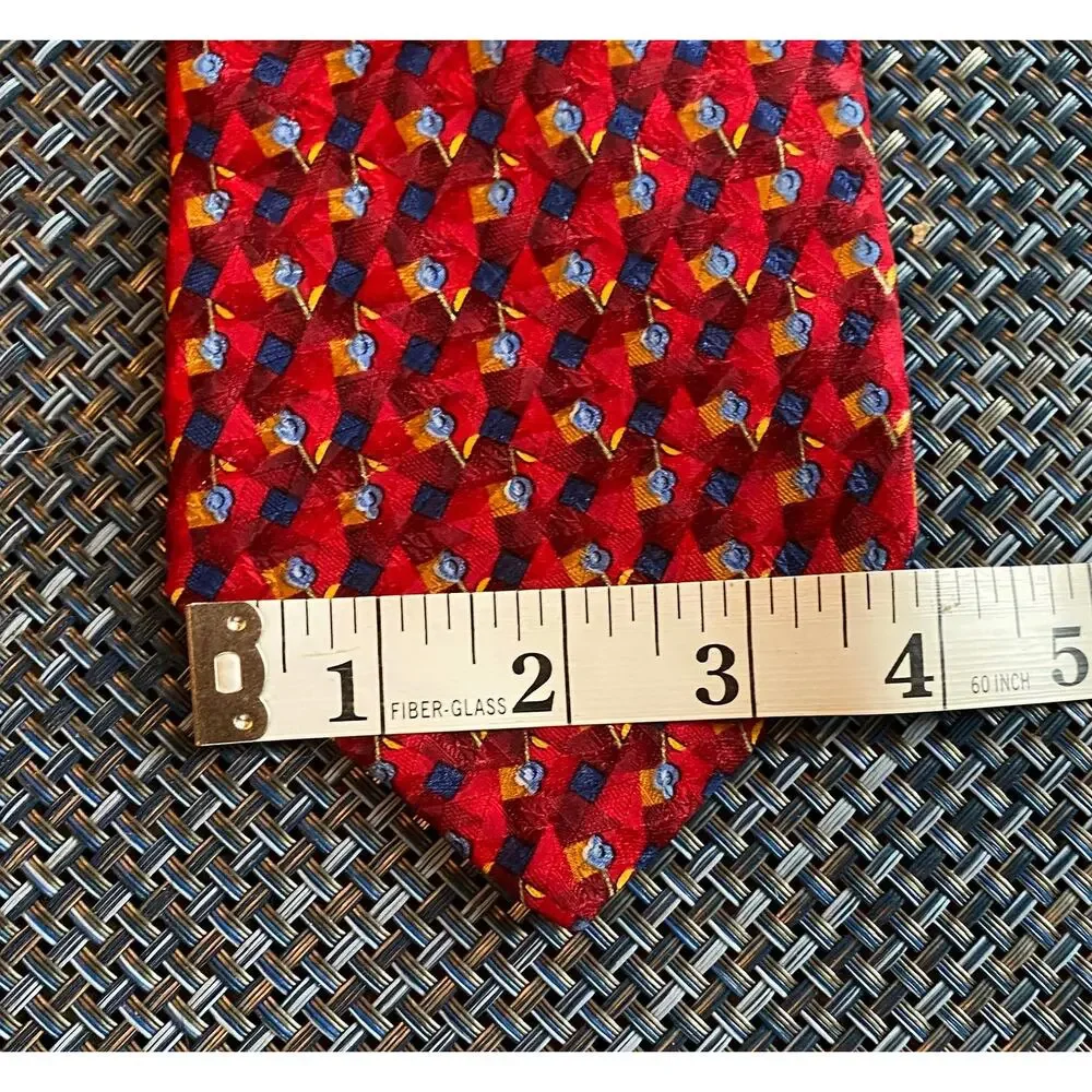 Robert Talbott Nordstrom Red Silk Hand Sewn USA Patterned Necktie MINT CONDITION